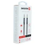 AUDIO CABLE SWISSTEN TEXTILE 3,5 mm JACK (male) - 3,5 mm JACK (male) 1,5 M BLACK