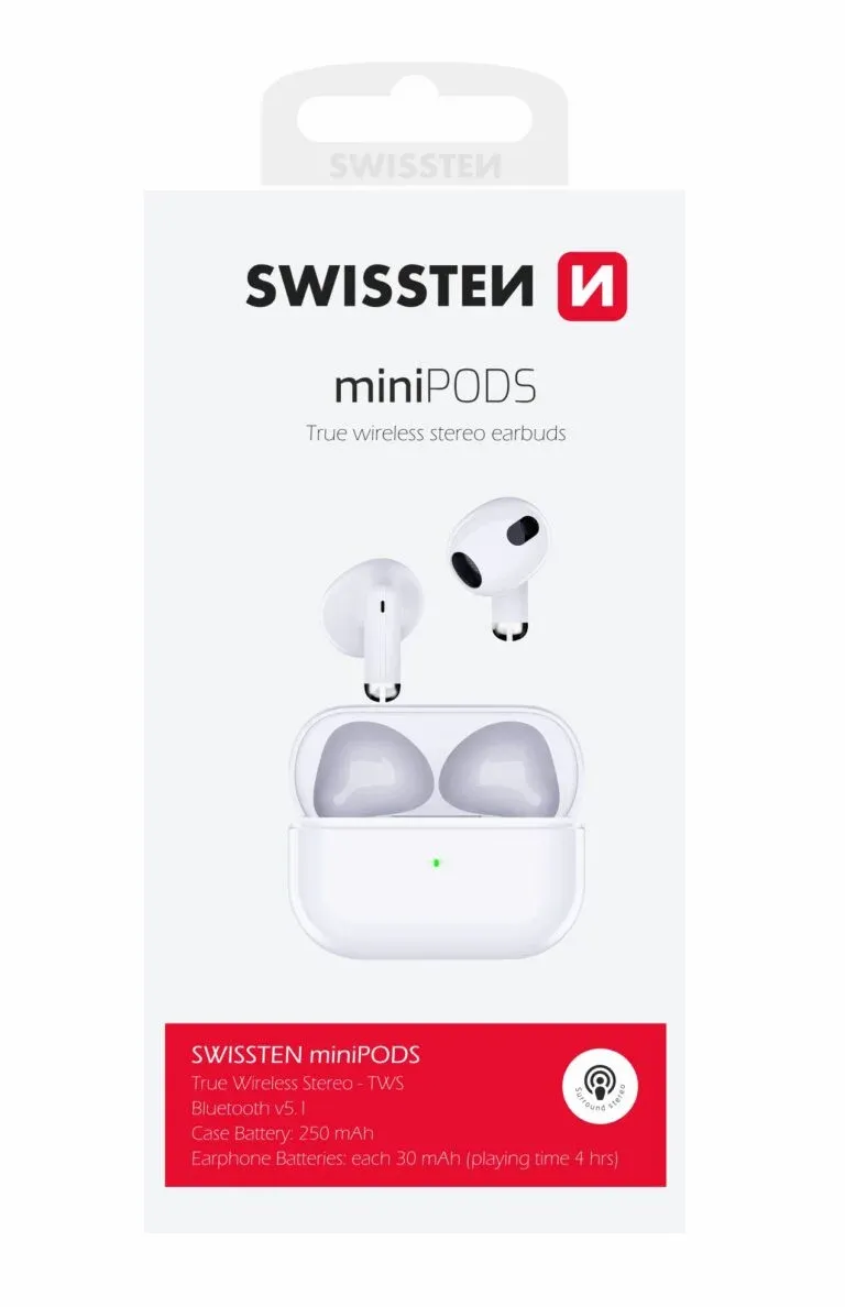 BLUETOOTH TWS EARPHONES SWISSTEN MINIPODS WHITE