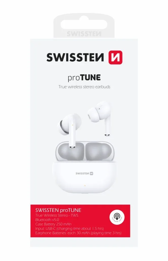 BLUETOOTH TWS EARPHONES SWISSTEN PRO TUNE WHITE