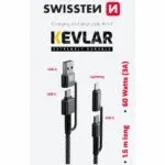 CABLE SWISSTEN KEVLAR 4in1 3A 1,5 M ANTRACIT