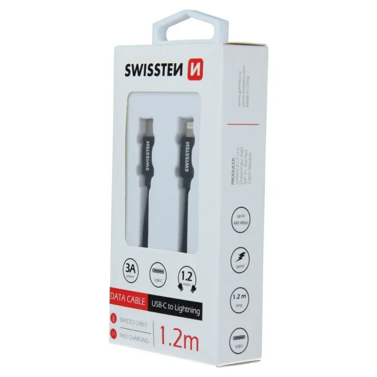 DATA CABLE SWISSTEN TEXTILE USB-C / LIGHTNING 1.2 M BLACK