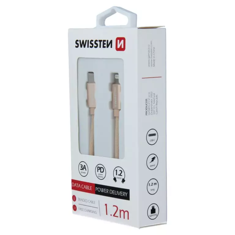 DATA CABLE SWISSTEN TEXTILE USB-C / LIGHTNING 1.2 M GOLD