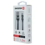 DATA CABLE SWISSTEN TEXTILE USB / LIGHTNING 1.2 M BLACK