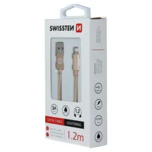 DATA CABLE SWISSTEN TEXTILE USB / LIGHTNING 1.2 M GOLD