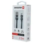 DATA CABLE SWISSTEN TEXTILE USB / LIGHTNING 2.0 M BLACK