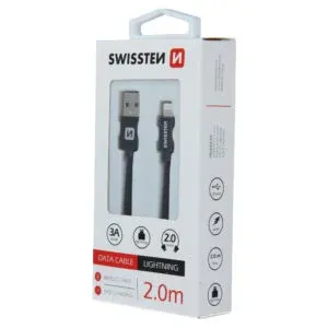 DATA CABLE SWISSTEN TEXTILE USB / LIGHTNING 2.0 M BLACK