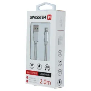 DATA CABLE SWISSTEN TEXTILE USB / LIGHTNING 2.0 M SILVER