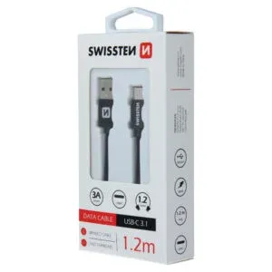 DATA CABLE SWISSTEN TEXTILE USB / USB-C 1.2 M BLACK