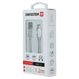 DATA CABLE SWISSTEN TEXTILE USB / USB-C 1.2 M SILVER