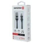 DATA CABLE SWISSTEN TEXTILE USB / USB-C 2.0 M BLACK