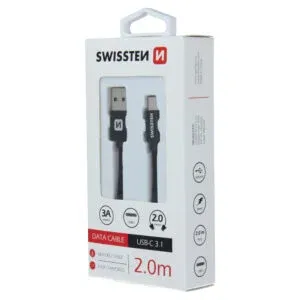 DATA CABLE SWISSTEN TEXTILE USB / USB-C 2.0 M BLACK