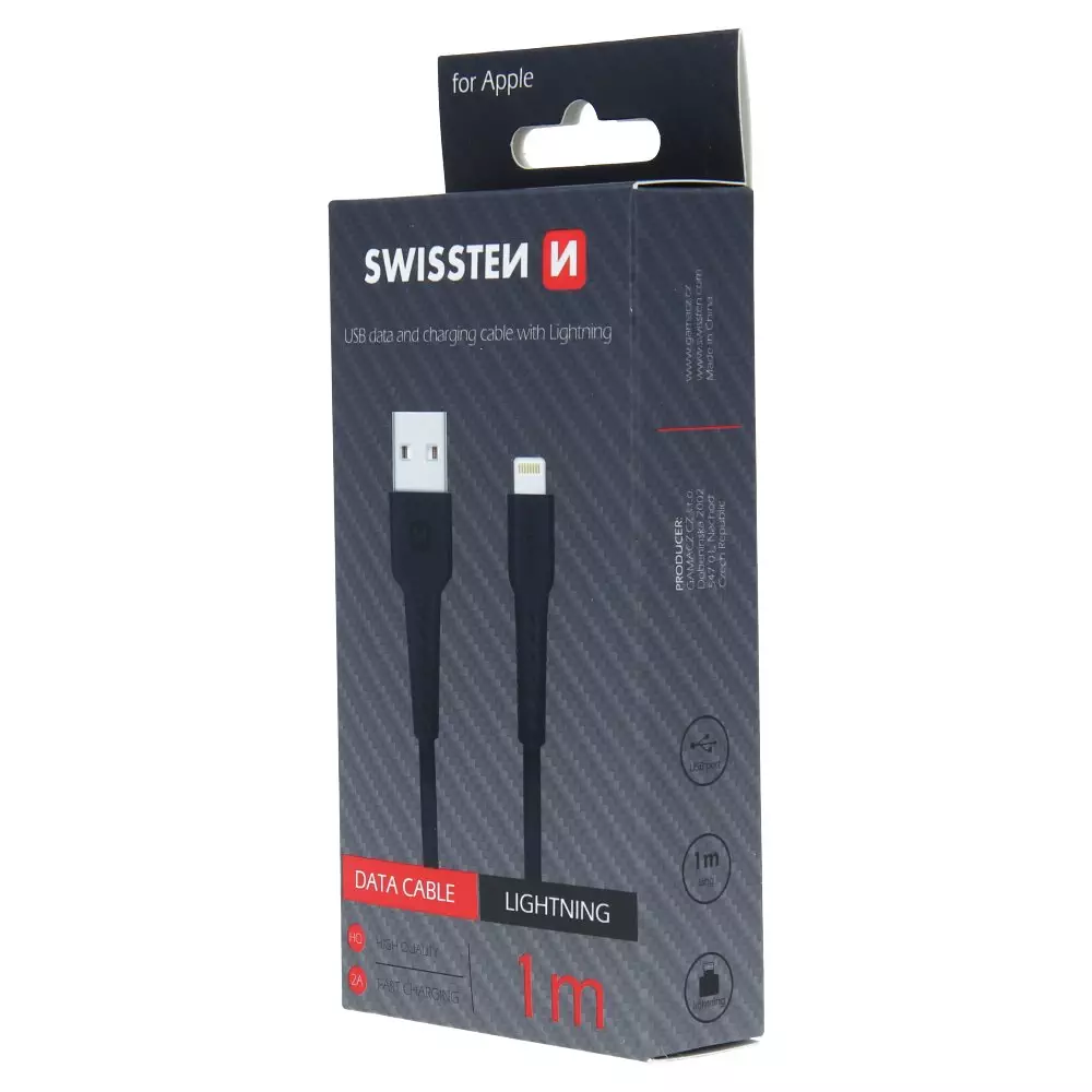 DATA CABLE SWISSTEN USB / LIGHTNING 1,0 M BLACK