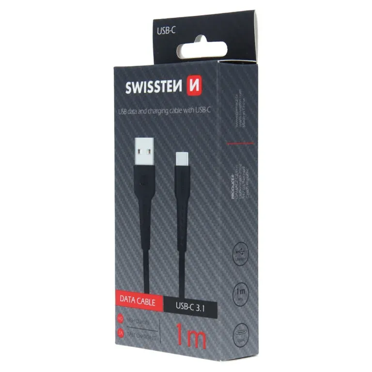 DATA CABLE SWISSTEN USB / USB-C 1,0 M BLACK