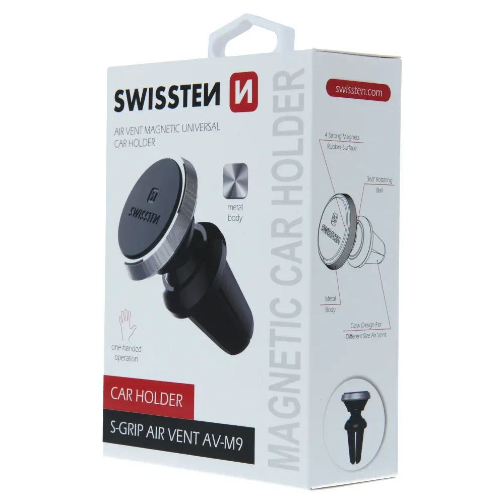 MAGNETIC CAR HOLDER SWISSTEN S-GRIP AIR VENT AV-M9 BLACK-SILVER