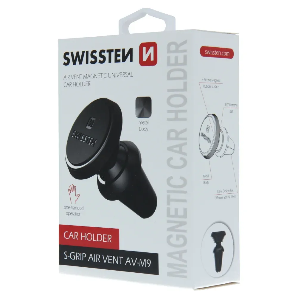 MAGNETIC CAR HOLDER SWISSTEN S-GRIP AIR VENT AV-M9 BLACK