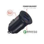 SWISSTEN CAR ADAPTER POWER DELIVERY USB-C + QUICK CHARGE 3.0 36W METAL BLACK