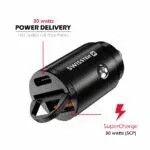 SWISSTEN CAR ADAPTER POWER DELIVERY USB-C + SUPER CHARGE 3.0 30W NANO BLACK