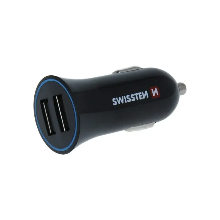 SWISSTEN CAR CHARGER 2,4A POWER WITH 2x USB + CABLE USB-C