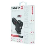 SWISSTEN CAR CHARGER WITH 3x USB 5,2A POWER