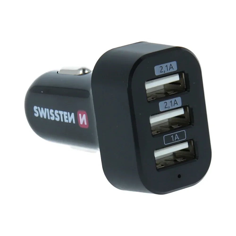 SWISSTEN CAR CHARGER WITH 3x USB 5,2A POWER