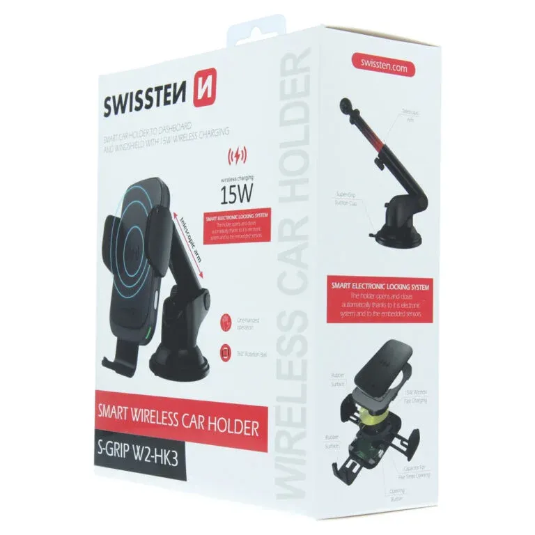 SWISSTEN CAR HOLDER WITH WIRELESS CHARGER S-GRIP W2-HK3
