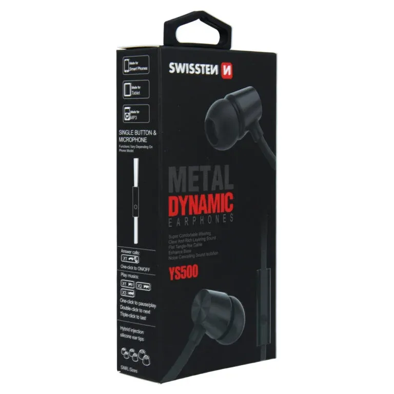 SWISSTEN EARBUDS DYNAMIC YS500 BLACK