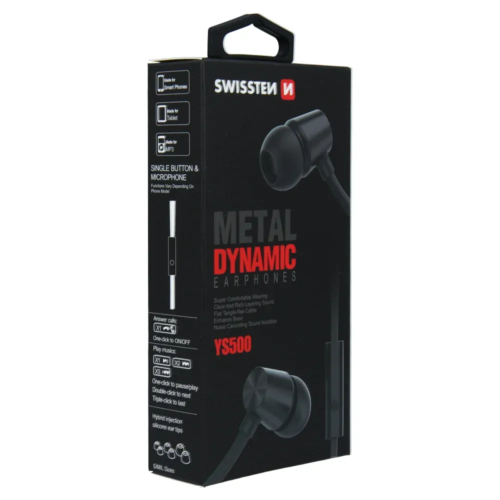 SWISSTEN EARBUDS DYNAMIC YS500 BLACK