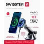 SWISSTEN MAGNETIC CAR HOLDER WITH WIRELESS CHARGER 15W DASHBOARD (MagSafe compatible