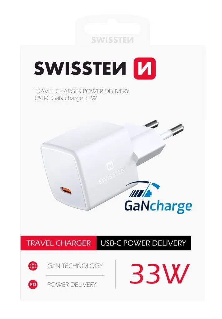 SWISSTEN MINI GaN TRAVEL CHARGER USB-C 33W POWER DELIVERY