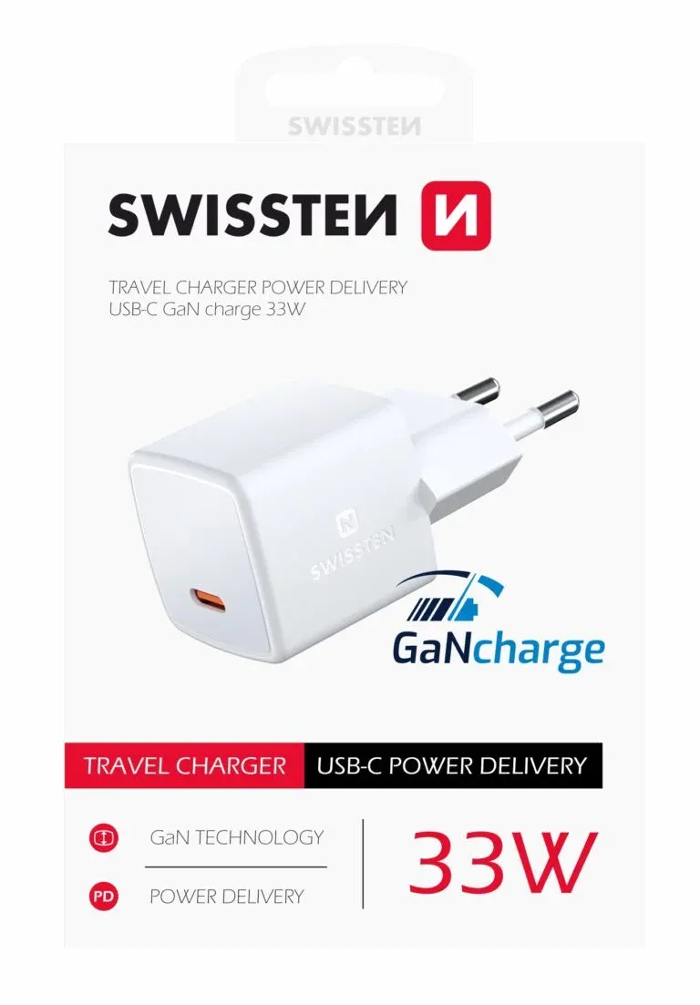 SWISSTEN MINI GaN TRAVEL CHARGER USB-C 33W POWER DELIVERY
