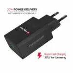 SWISSTEN TRAVEL CHARGER PD 25W FOR IPHONE AND SAMSUNG BLACK