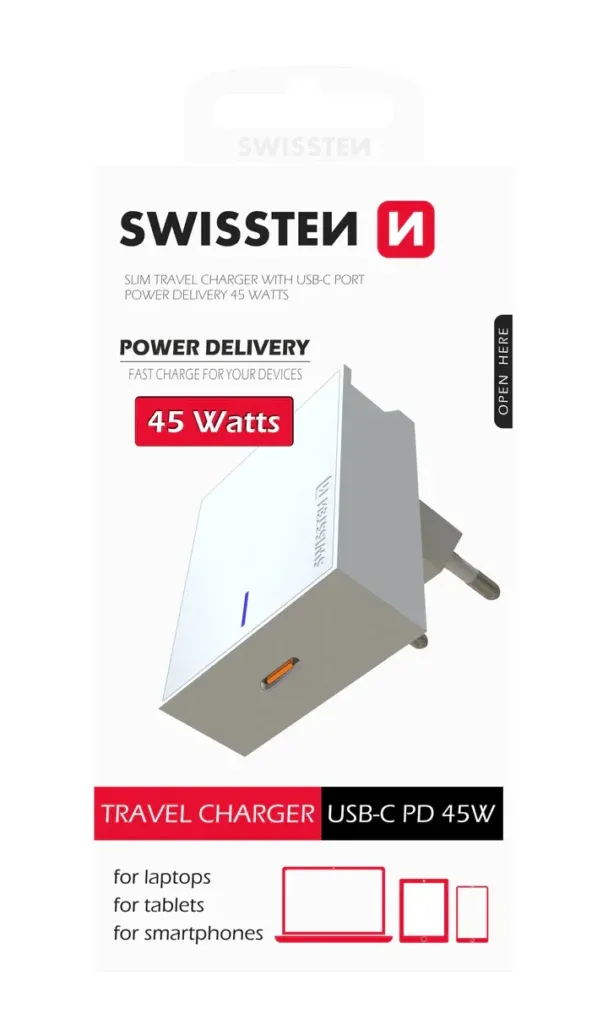 SWISSTEN TRAVEL CHARGER PD3.0 45W WHITE