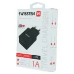 SWISSTEN TRAVEL CHARGER SMART IC, CE WITH 1x USB 1 A POWER BLACK