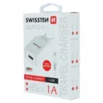 SWISSTEN CHARGER SMART IC, 1x USB 1 A POWER BLACK + DATA CABLE SWISSTEN USB / LIGHTNING 1,2 M WHITE
