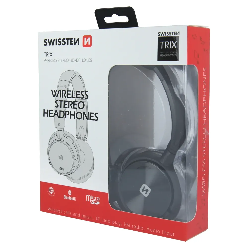 WIRELESS STEREO HAEDPHONES SWISSTEN TRIX BLACK