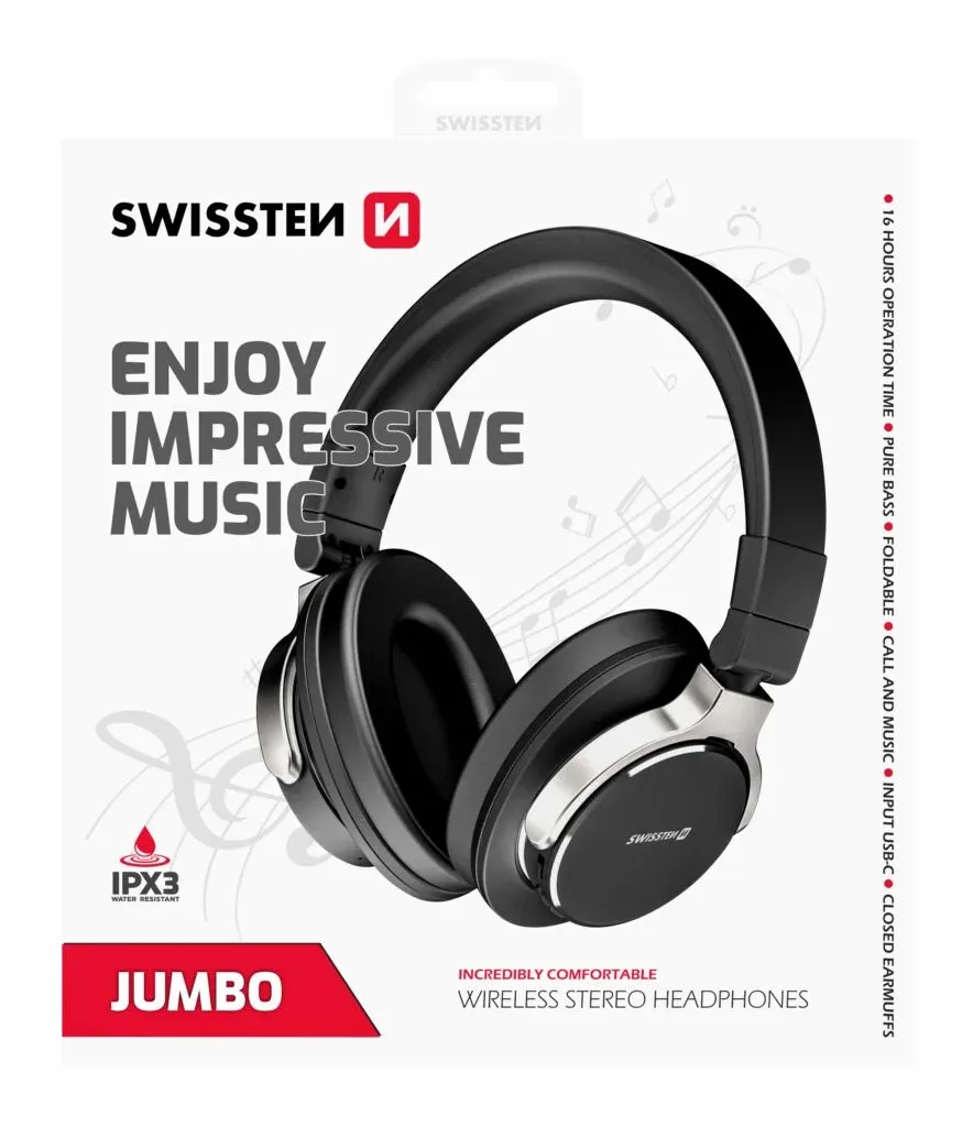 WIRELESS STEREO HEADPHONES SWISSTEN JUMBO BLACK