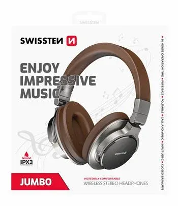 WIRELESS STEREO HEADPHONES SWISSTEN JUMBO SILVER/BROWN