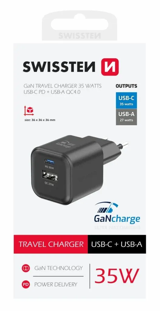 SWISSTEN CHARGER GaN 1x USB-C 35W POWER