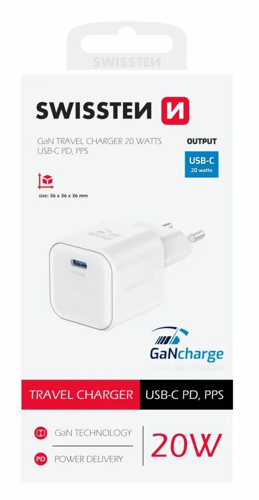 SWISSTEN CHARGER GaN 1x USB-C 20W POWER DELIVERY WHITE