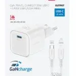 SWISSTEN CHARGER GaN 1x USB-C 20W POWER DELIVERY WHITE + DATA CABLE USB-C/LIGHTNING 1,2M WHITE