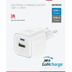 SWISSTEN CHARGER GaN 1x USB-C 20W PD AND 1x USB-A 18W QC