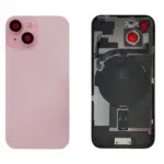 iPhone 15 Plus - Back housing glass OEM with small parts - with logo