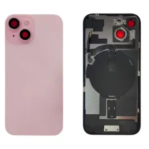 iPhone 15 Plus - Back housing glass OEM with small parts - with logo