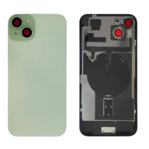 iPhone 15 Plus - Back housing glass OEM with small parts - with logo