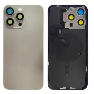 iPhone 15 Pro Max - Back housing glass OEM with small parts - with logo