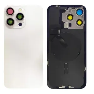 iPhone 15 Pro Max - Back housing glass OEM with small parts - with logo